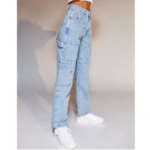 The Ragged Priest Combat Cargo Jeans in Light Blue